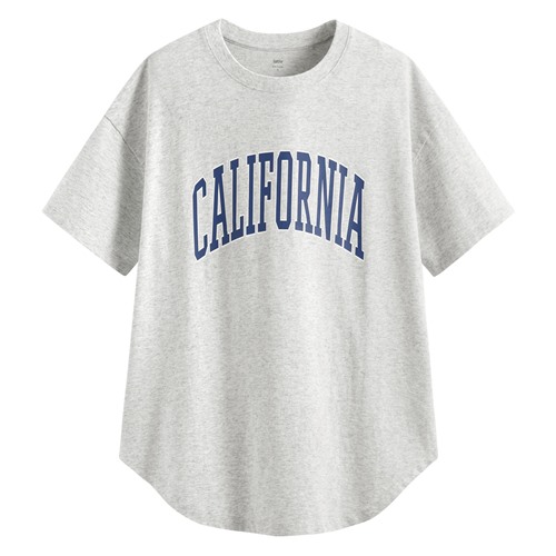 粗紡寬長版文字印花T恤-女