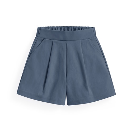 彈力打褶寬襬短褲-童