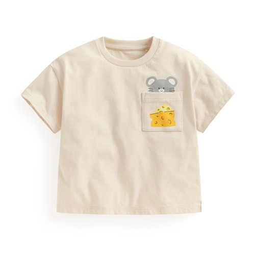 純棉口袋動物印花T恤-Baby