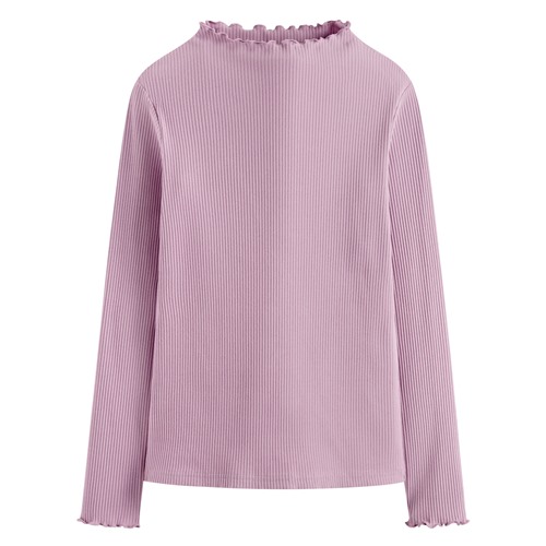 羅紋木耳邊小立領T恤-女