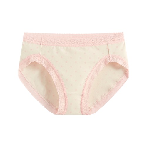 棉質蕾絲點點中腰內褲-女
