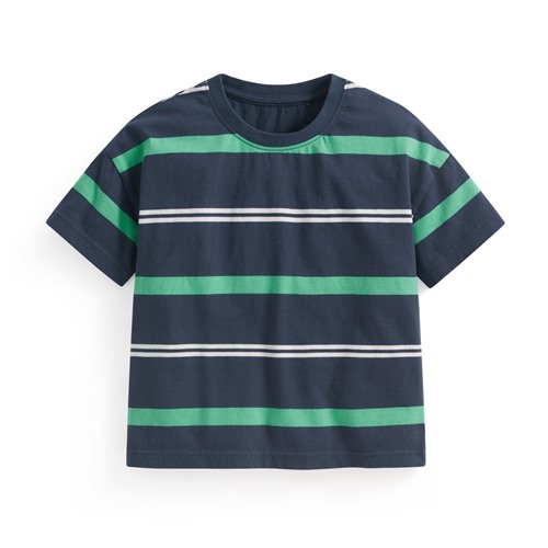 純棉條紋寬版落肩T恤-童