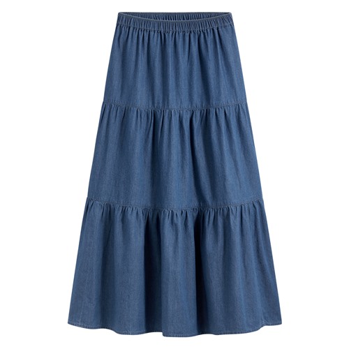 軟牛仔蛋糕長裙-女