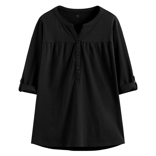 竹節棉反折袖上衣-女