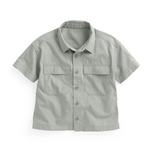 工裝寬版短袖襯衫-童