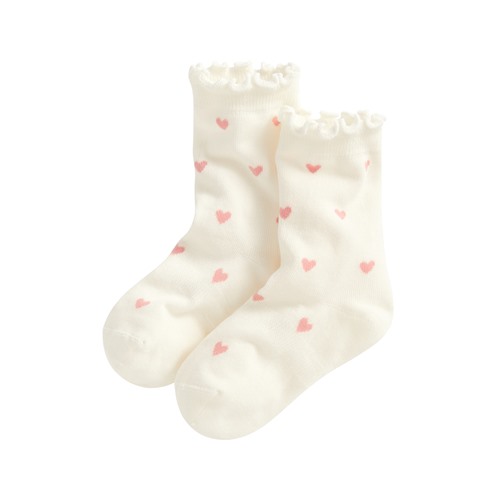 木耳邊愛心提花中筒襪-童