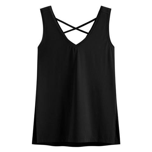 運動美背大V領長版背心-女