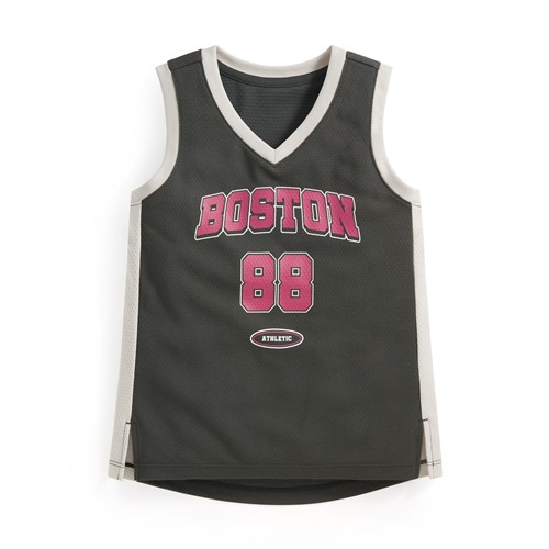 吸排網眼文字印花背心-童