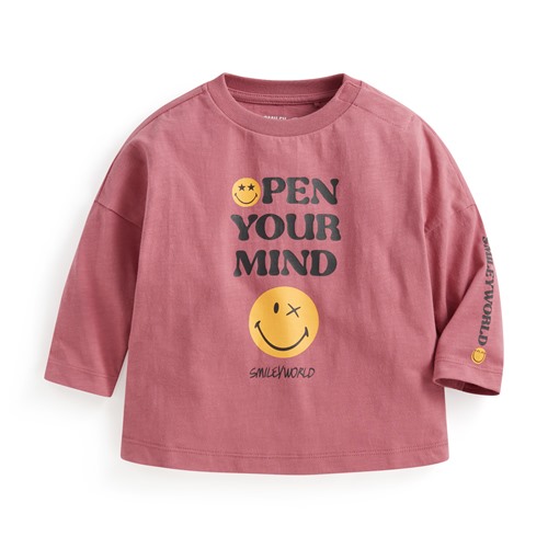 SmileyWorld®竹節棉寬鬆印花T恤-Baby