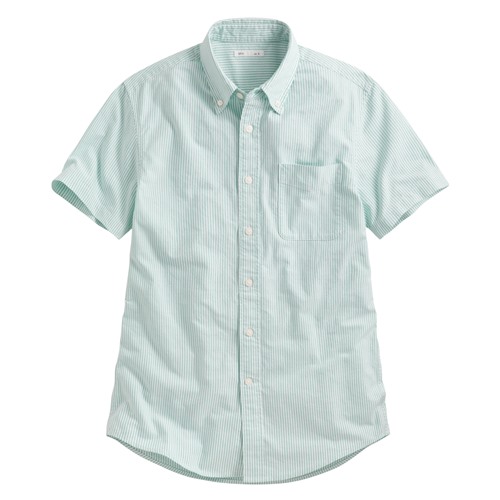 牛津條紋短袖襯衫-男