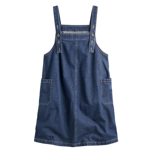 寬鬆牛仔吊帶裙-女