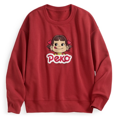 PEKO & POKO刷毛電繡圓領衫-01-女