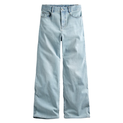 高腰牛仔寬褲-女