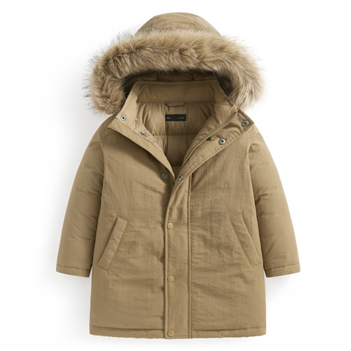 極暖羽絨中長版連帽外套-童