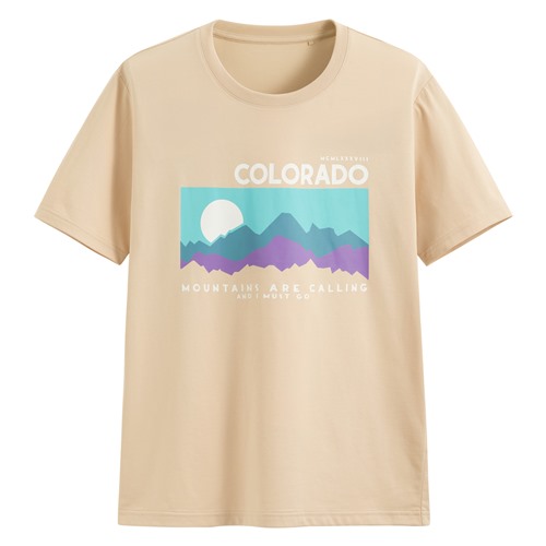 運動涼感印花圓領T恤-01-男