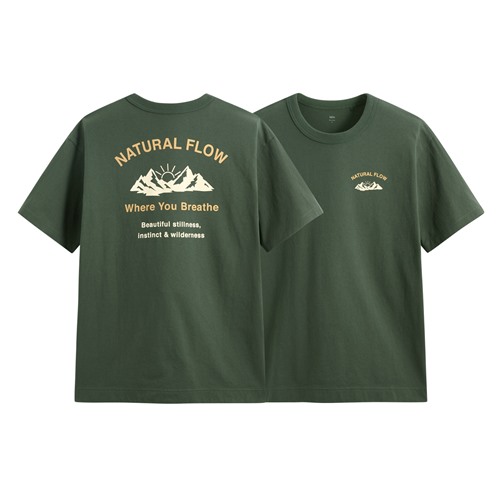 粗紡寬版文字印花T恤-03-男