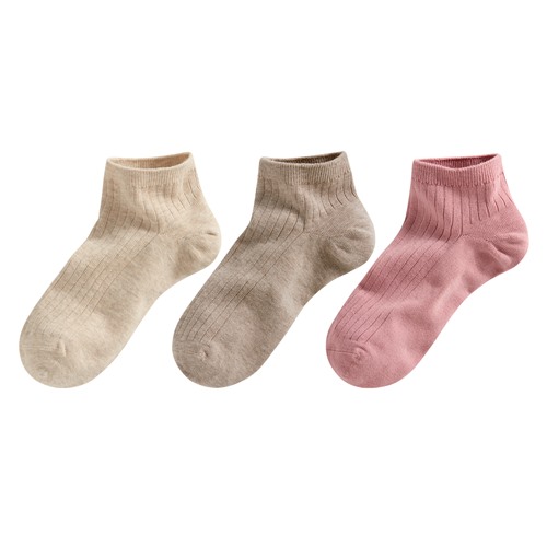 寬羅紋短襪(3入)-女