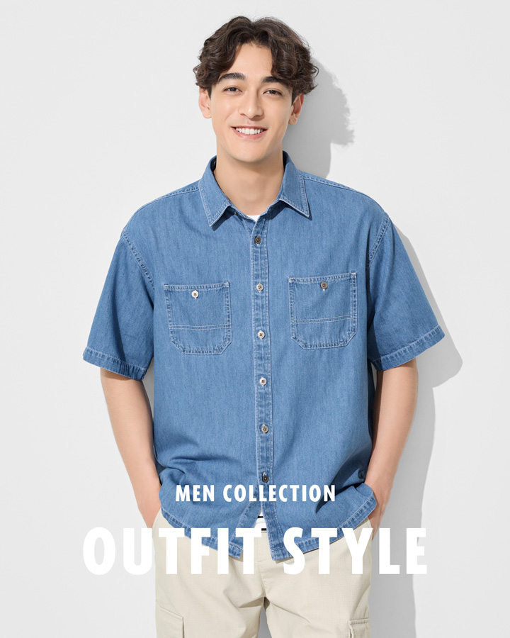 牛仔寬版短袖襯衫 X 寬版工裝九分褲