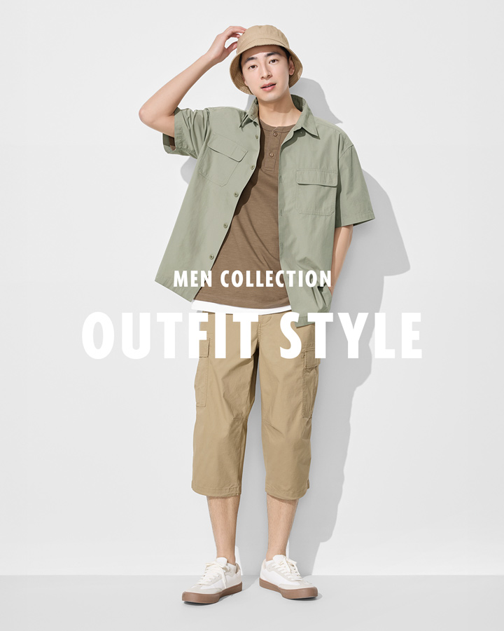 工裝寬版短袖襯衫 X 棉質工裝七分褲