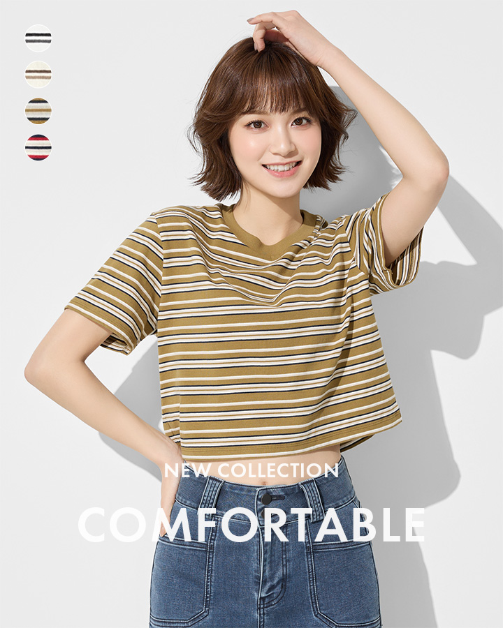 俐落短版上衣，拉高腰線比例，修身美型