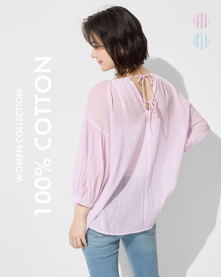 輕柔優雅，棉質紋理七分袖，自在舒適