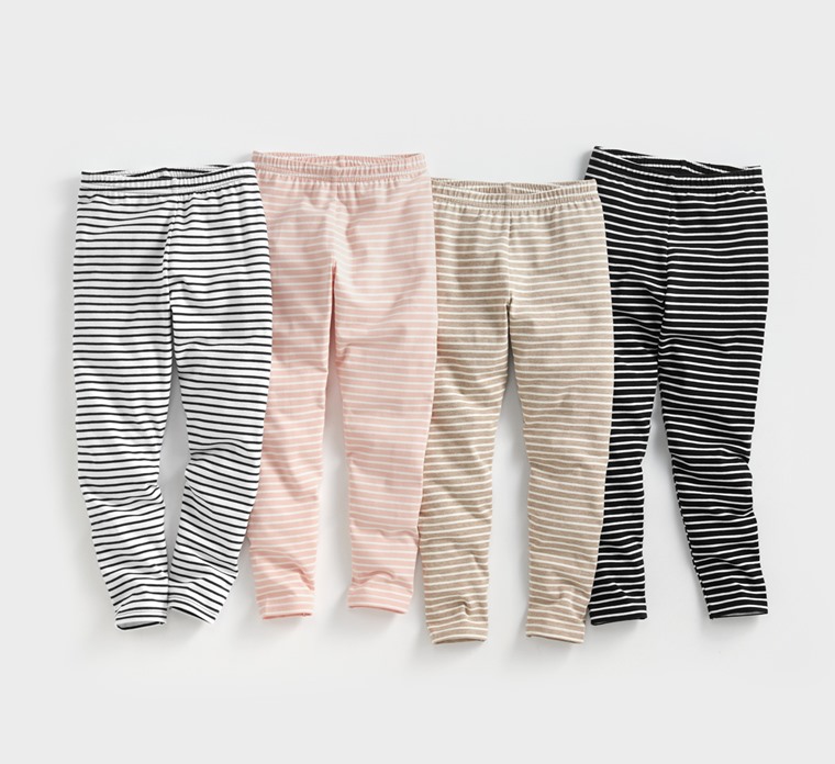 彈力條紋九分內搭褲-童