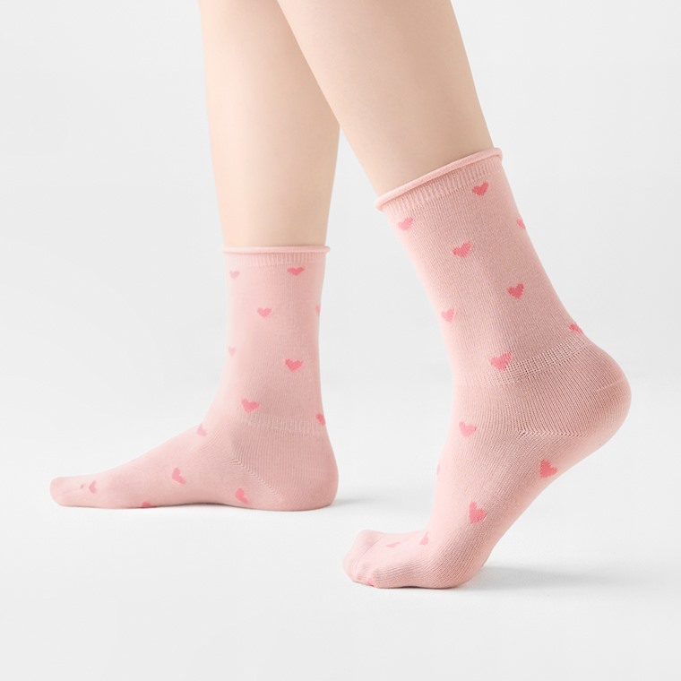 愛心捲邊襪-女