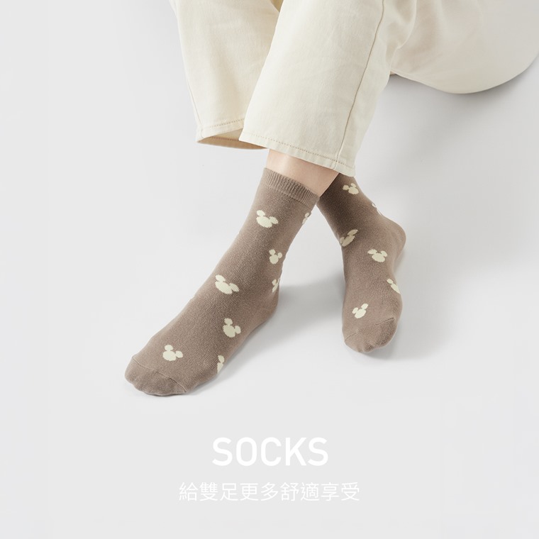 迪士尼系列提花中筒襪-女