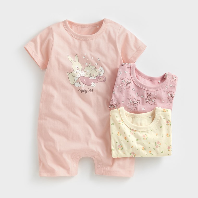 純棉碎花兔兔印花連身衣-Baby