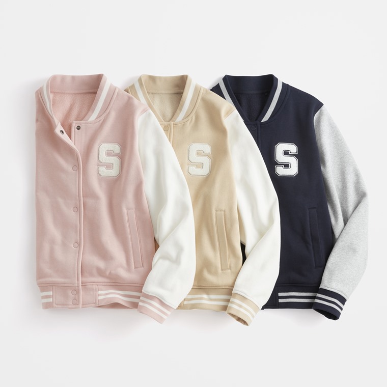 刷毛貼布繡棒球外套-女