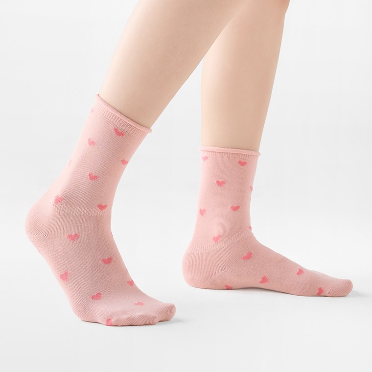 愛心捲邊襪-女