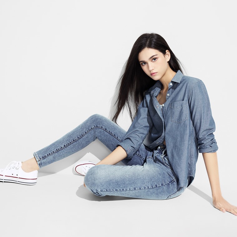 特彈窄管牛仔褲-女