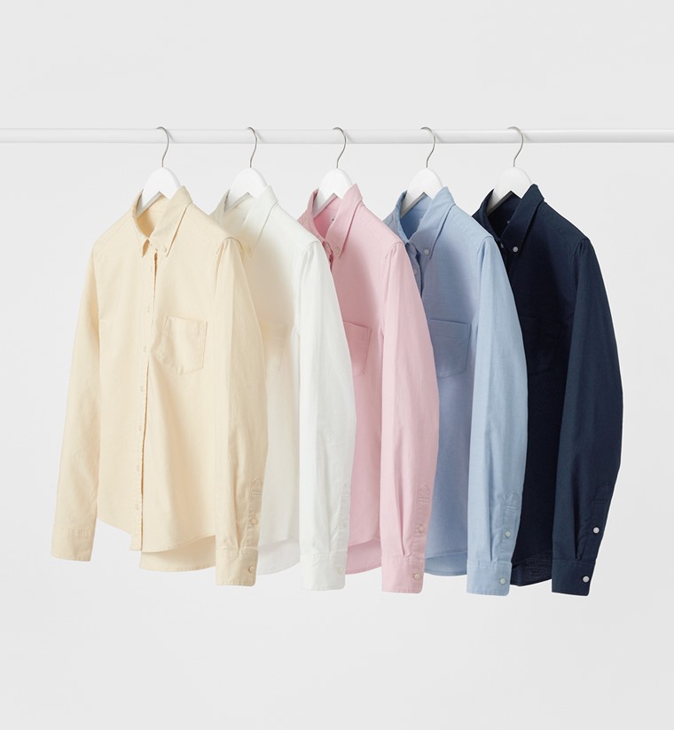 牛津修身長袖襯衫-女