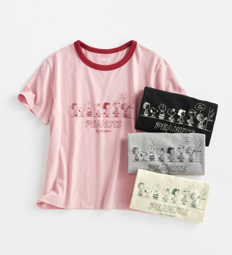 史努比系列竹節棉配色T恤-女