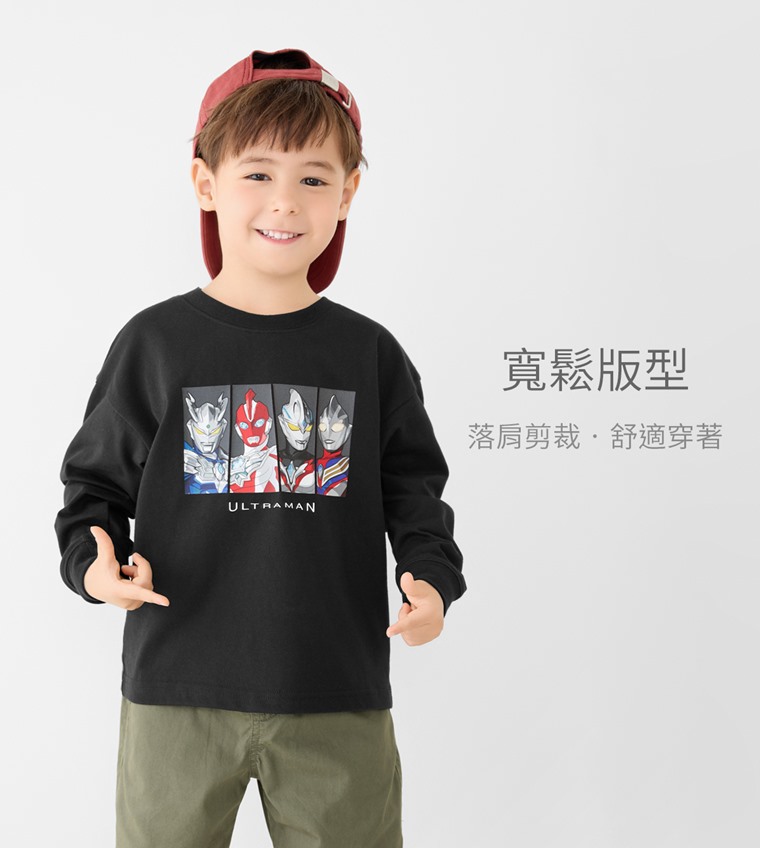 超人力霸王寬版長袖印花T恤-07-童