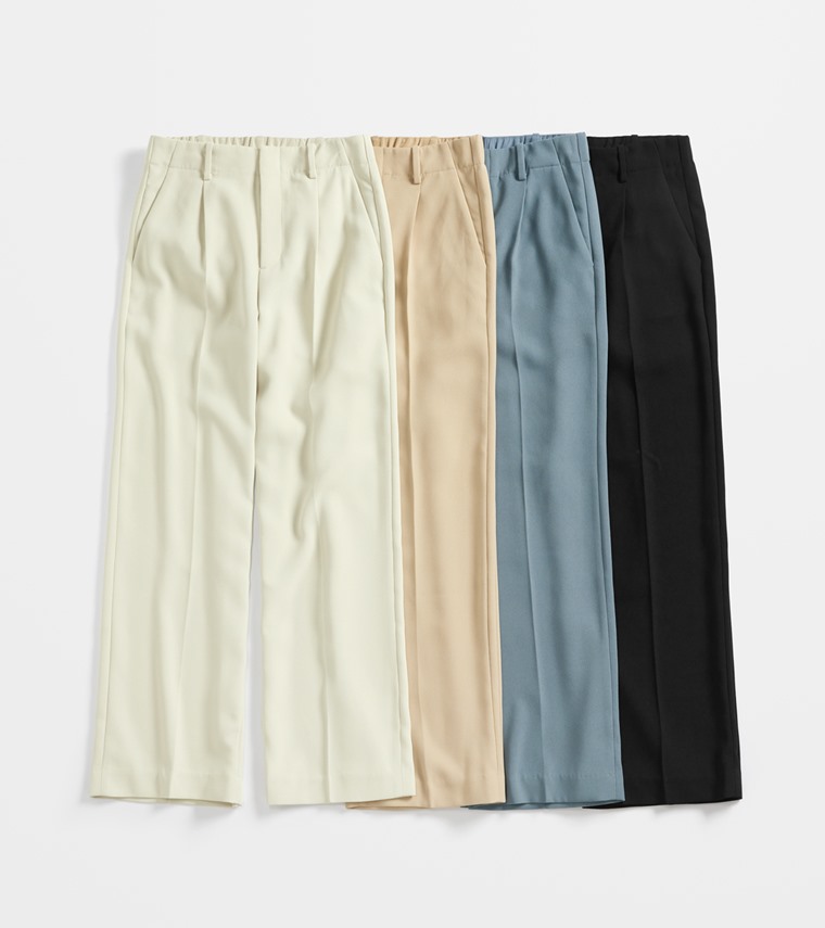 垂墜打褶寬褲-女