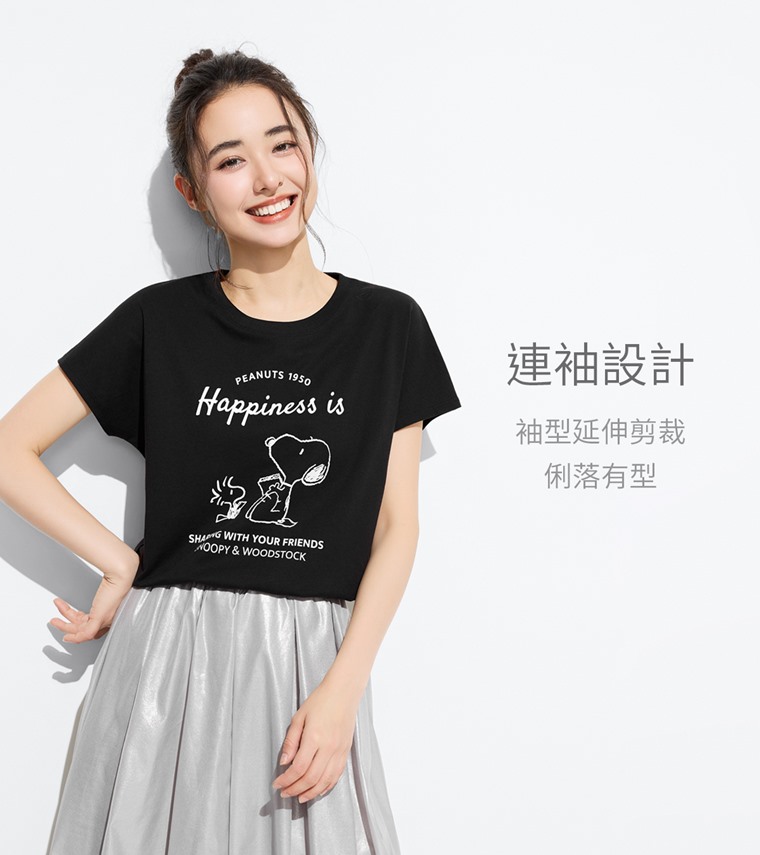 史努比系列連袖印花T恤-19-女