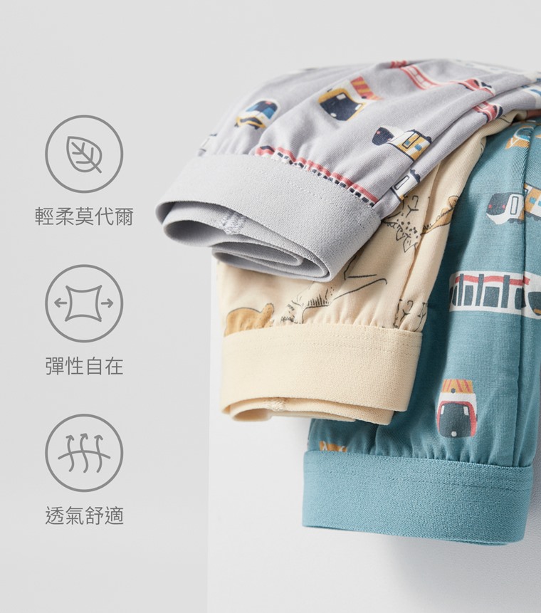 莫代爾印花平口內褲(3入)-男童