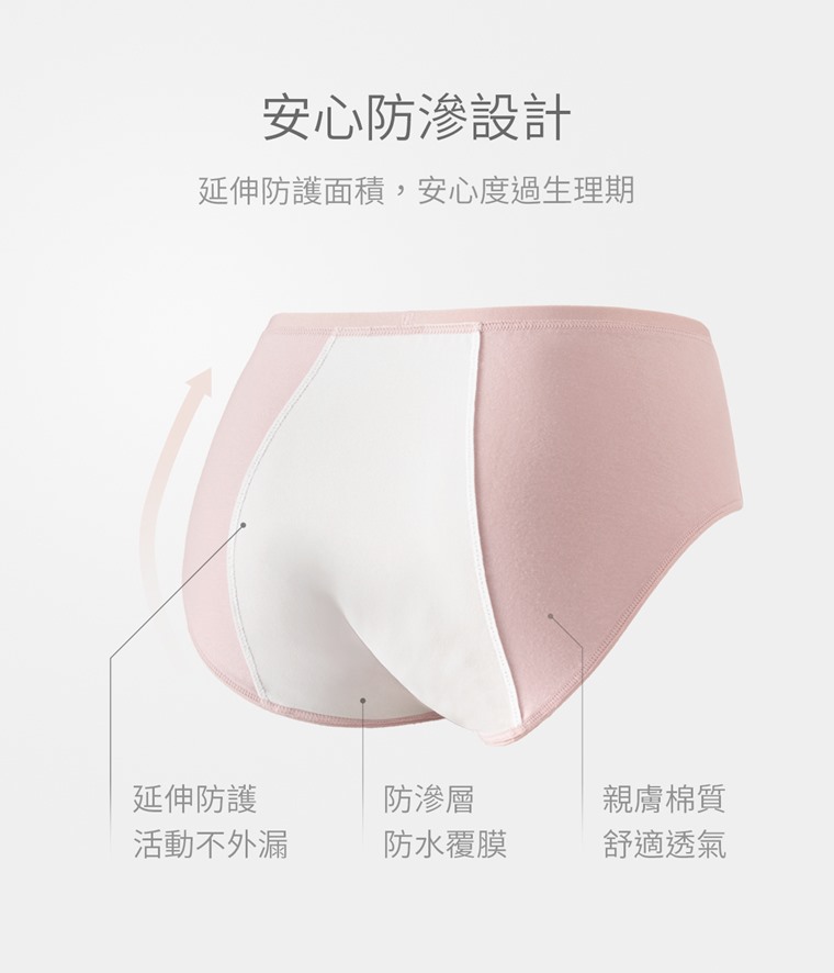 棉質中腰防水層生理褲-女
