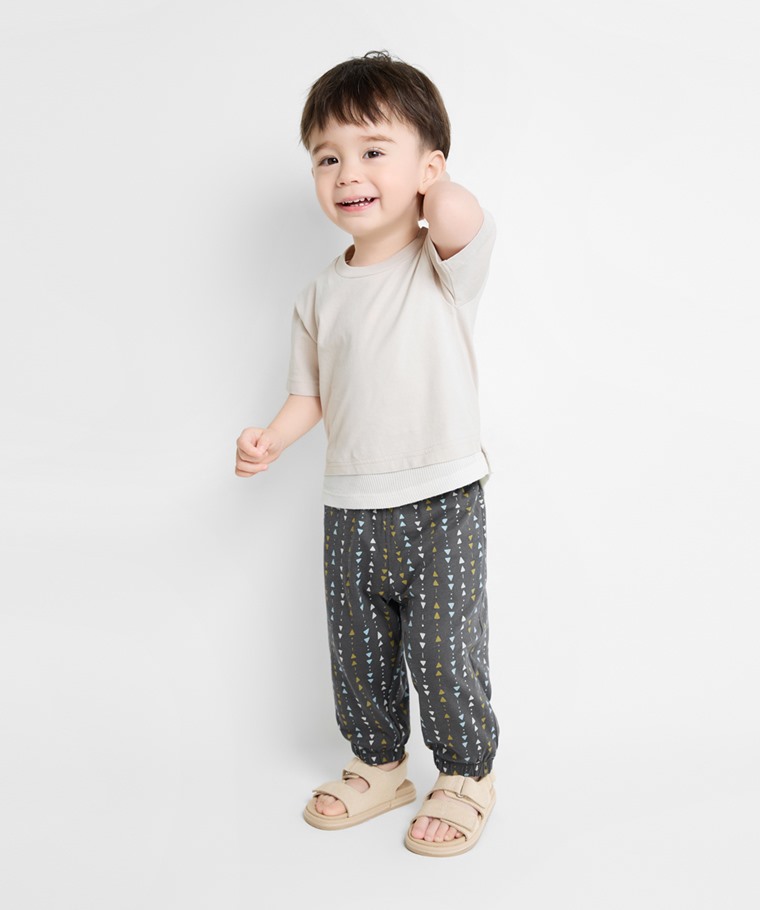 竹節棉印花束口褲-Baby