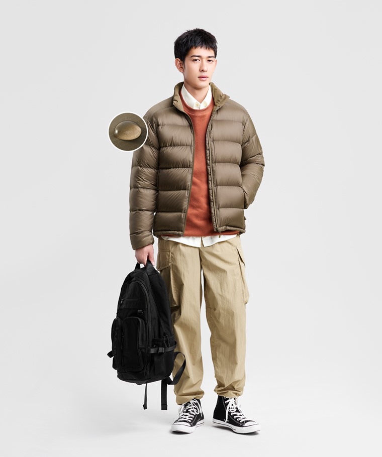 極暖羽絨立領外套-男