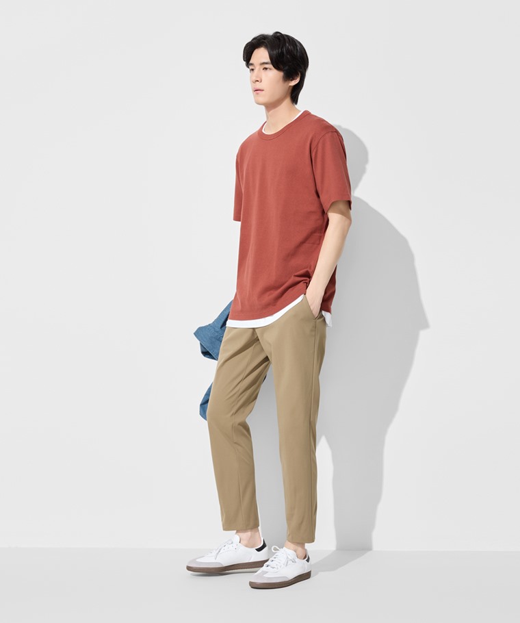 彈性休閒九分褲-男