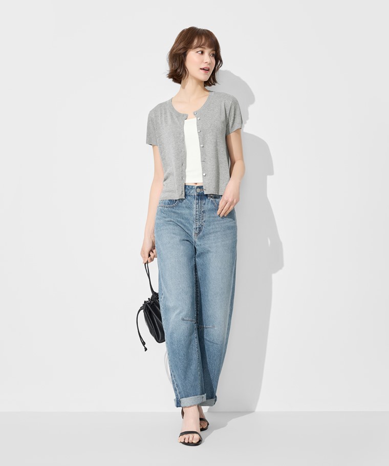 愛心釦短版透膚針織外套-女