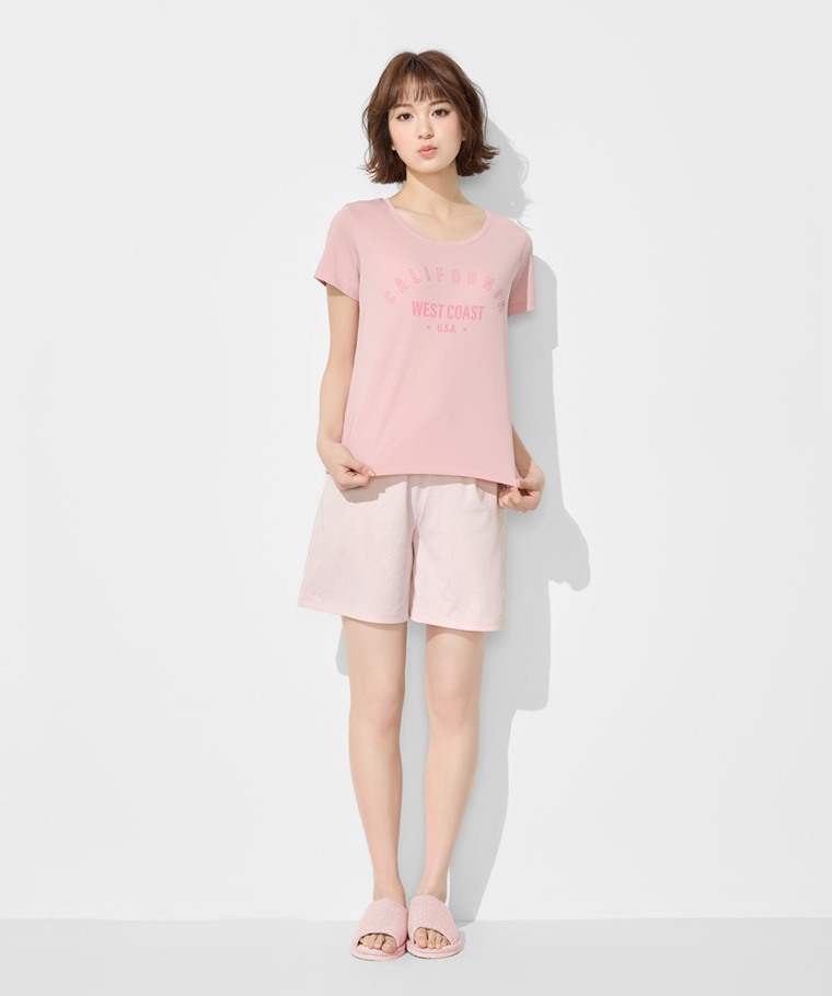 快乾棉文字印花家居套裝-女