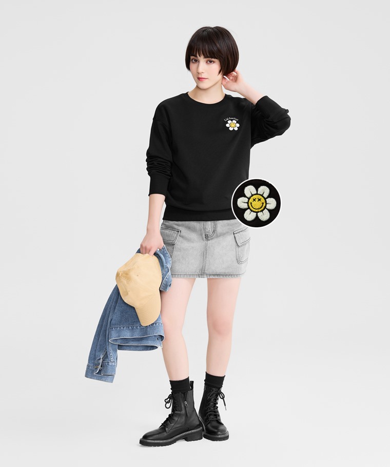 S.W.SMILEY®刷毛電繡圓領衫-06-女