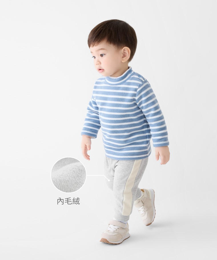 毛絨剪接束口褲-Baby - 表層彈性針織，內層細緻毛絨，帶來溫暖包覆感，舒適好穿。