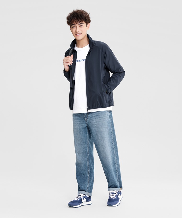 抗UV輕型立領風衣外套-男