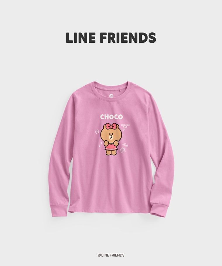 聯名系列T恤-WOMEN：女 · LINE FRIENDS長袖印花T恤-02