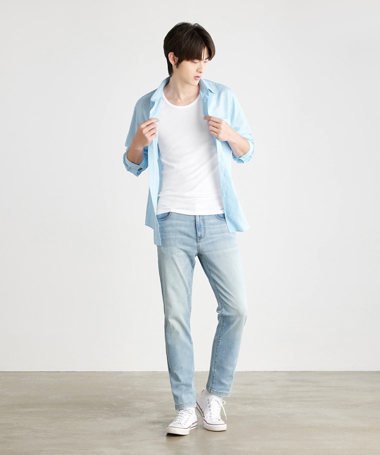 無側縫圓領背心(2入)-男