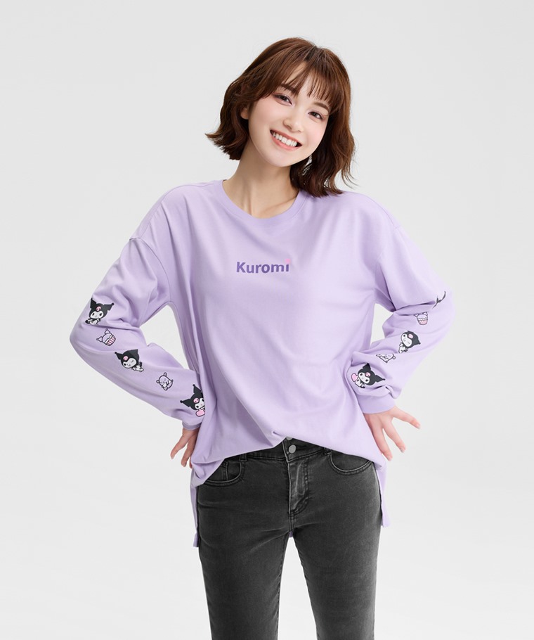 三麗鷗寬長版長袖印花T恤-08-女